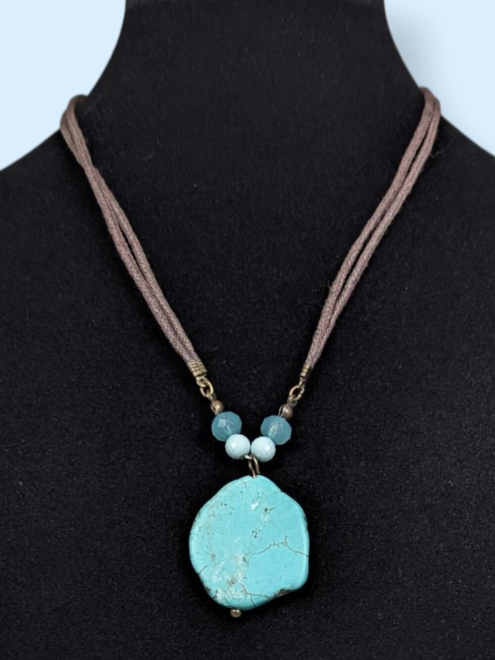 (2/$20) Bohemian Turquoise Pendant Cord Necklace